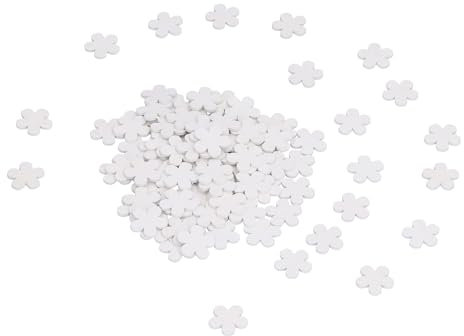 Cyrank 100 Stück Blume Streudeko, Weiße Holz Blumen, Holzblumen, Kleine Blumen Aus Holz Naturholzscheiben Streudeko, Tischdeko Halloween Für Geburtstag Hochzeit Feier Party Deko