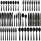 Hiware Juego de cubiertos negro mate de 48 piezas con cuchillos de carne, juego de cubiertos negros para 8, juego de cubiertos de acero inoxidable, juegos de utensilios para cocina
