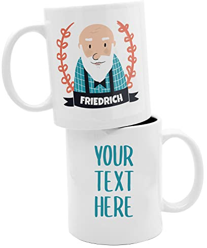 ETIKIDS Taza cerámica para abuelos con nombre personalizado y dedicatoria. Taza de infusiones con dibujo y texto personalizado, regalo ideal día del padre. Tamaño 325 ml.