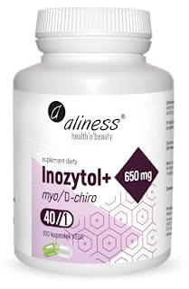 Aliness - Inositol Plus - myo/D-Chiro - 40/1 650mg - Positives Wohlbefinden - PCOS - Depressionen - Nahrungsergänzungsmittel - Veganer - Vegetarier - 1 kapsel pro Tag - 100 kapseln