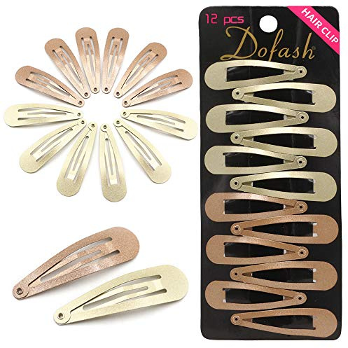 Dofash Snap Hair Clips Metal Grips 5CM/2IN Basic Hair Accessories 12pcs (Blonde 6pcs+Light Brown 6pcs)