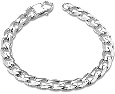 Silber Armreif Männer, Armreif Edelstahl Damen Einfaches Fahrrad Armband Bordsteinkette 10MM Bracelet Modeschmuck Geschenke Herren