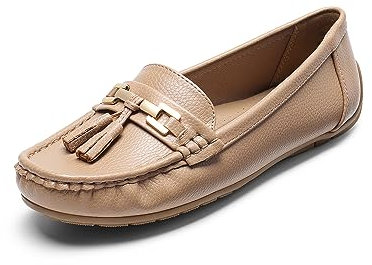 DREAM PAIRS Loafers for Women Slip On Comfortable Casual Fashion Flats Driving Shoes,Size 6,Khaki,SDLS2320W-E