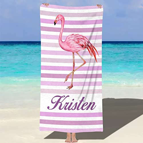 NIBESSER Serviette de Plage Personnalisée avec Nom Microfibre Serviette de Plage Douce et Confortable adaptée pour - Bord de mer, Plage, Natation, Fitness, Camping, Yoga