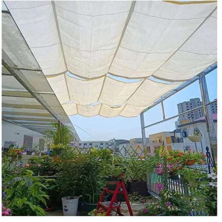 Außenbereich Versenkbares Vordach Pergola Abdeckung, Terrassen-Sonnenschutz-Segel Atmungsaktiv Schiebe-Drahtmarkise Für Hinterhof Terrasse Garten, Wasserdichtes - Nicht Regenfest (Farbe : Weiß, Größ