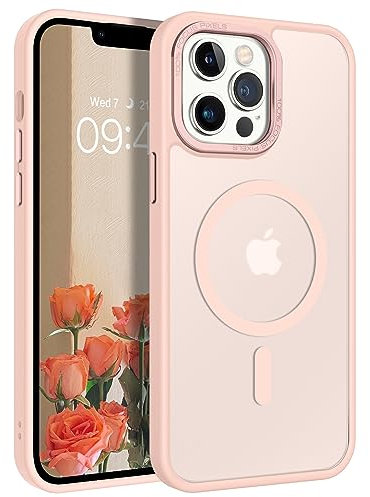 DOMAVER Case for iPhone 13 Pro Max, [Compatible with mag-safe] Charging Military Grade Anti-Yellowing Cover Hard Slim Frosted Matte Phone Cases for iPhone 13 Pro Max 6.7, Pink