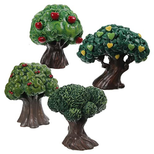 Ciieeo 4 Stück Simulation Apfelbaum Bonsai-bäume-dekor Gefälschte Obstbäume Miniatur-puppenhaus-Pflanzen-Set Feengartendekorationen Zuglandschaftsbäume Baumschmuck Künstlich Harz