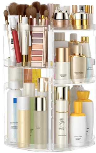 Awenia Rotating Makeup Organiser,Cosmetic Organisers 360 Rotating Make Up Storage Largest Capacity DIY Adjustable Display Stand Box 380 x 280 MM 7 Layers Gift For Dresser,Bedroom,Bathroom