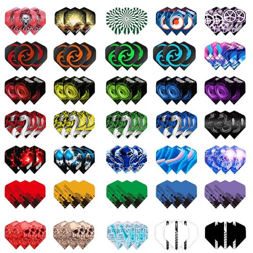 CyeeLife Dart Flights,105 Stück PET Standard Flights für Darts, Perfekte für Soft und Steel Tip Dartpfeile,Darts Zubehör Set