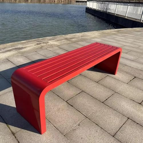 WhYaTT Gartenbank, Gartenbank wetterfest, Gartenbank Metall, Garten möbel draußen,Rot,120 * 40 * 42cm