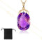 KSJEHW Oval Edelstein Amethyst Solitär Anhänger, Kette mit Naturstein Schmuck Set, Halskette Damen Collier, Schmuck Mädchen Rosegold(Lila