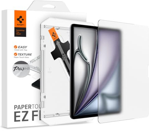 Spigen PaperTouch EZ Fit Textura Papel Protector Pantalla para iPad Air 13 Pulgadas M3 (2025), iPad Air 13 Pulgadas M2 (2024), 1 Unidad, Cristal Templado, Mate, Papel, Compatible con Apple Pencil