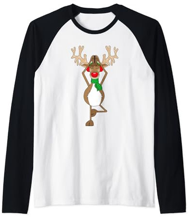 Lustiges Rentier Rudolf Yoga Weihnachten Rentier Raglan