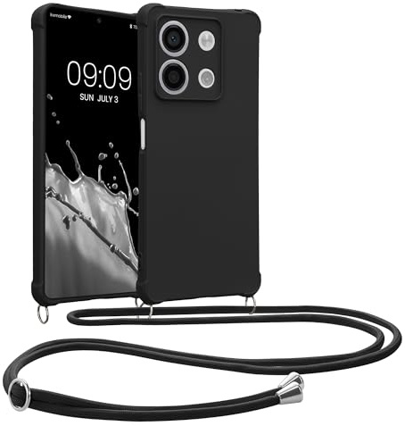 kwmobile Necklace Case kompatibel mit Xiaomi Redmi Note 13 5G Hülle - Cover mit Kordel zum Umhängen - Silikon Schutzhülle Schwarz