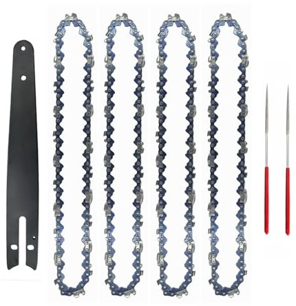 ZHLWei Ensemble de Mini tronçonneuse en acier de 8 pouces, chaînes semi-ciselées à pas de 1/4 , 47 maillons d'entraînement, chaînes de calibre 043, pièces de coupe du bois for scie électrique