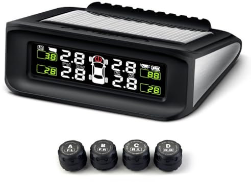 Wasserdichtes kabelloses Reifendruckkontrollsystem mit 4 Sensoren, externe Ventilalarmfunktion mit LCD-Display, TPMS Universal-Autodetektor