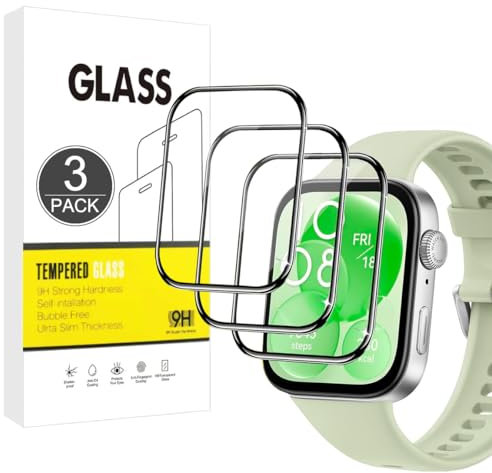 E-Hamii Protecteur d'écran Compatible avec Huawei Watch Fit 3,[3 Pièces][3D Incurvé Full Cover][Résistant Aux Rayures,Haute Définition] Protecteur pour Huawei Watch Fit 3