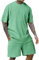 Generic Outlet Angebote Sommer Outfit Herren 2 Teiler Sommer Set Herren Street Wandern Tshirt Herren Rundhals Fashion Sportkleidung Mann Leinenhose Herren Sommer(Grün,L)