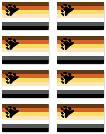 Aufkleber: 75x45 mm, 8 Stück - Flagge - Bear Pride - LGBTQ - für Auto, Laptop und mehr