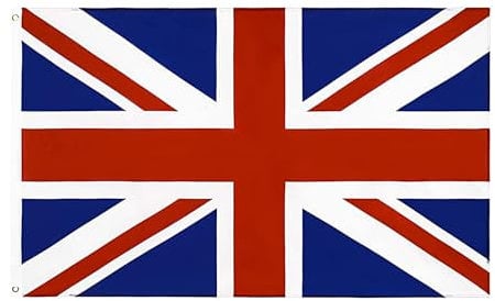 MOGADEE® Bandiera Union Jack, dimensioni 90 x 150 cm, bandiera britannica con 2 occhielli, bandiera del Regno Unito, bandiere resistenti alle intemperie, decorazione da parete, festa a tema