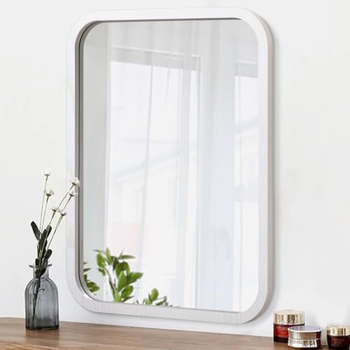 AOAOPQ Cadre de Miroir Mural à Suspendre pour Salle de Bain, Meuble-lavabo, Salon, Chambre à Coucher, entrée, décoration en Bois, Blanc