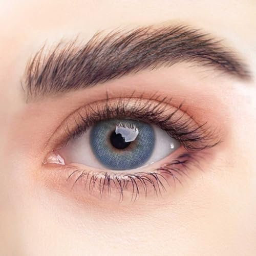 REHLEIN farbige Kontaktlinsen - ENZIANBLAU - 2 Stk. inkl. gratis Behälter - blaue Kontaktlinsen - farbige Monatslinsen - natürliches Design - hohe Deckkraft (ENZIANBLAU, 1 Paar (2 Stück), -3.50)