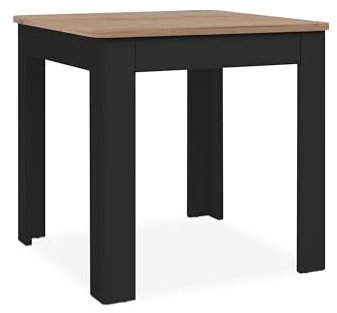 Esstisch >Oslo< in Dekor Artisan Oak / schwarz, kompakt 80x77x80 cm (B/H/T), mit robuster melaminbeschichteter Tischplatte, praktischer Schublade und eleganten MDF-Beinen. Ideal für Esszimmer o. Küche