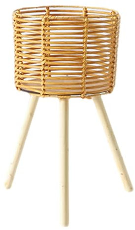 Rattans Pflanzenständer für den Innenbereich, handgewebte Blumentöpfe, Hocker mit Beinen, Boden-Pflanzkorb, Regal, Pflanzenregal für Garten und Außenbereich