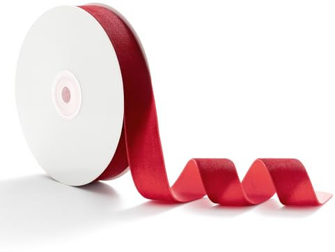 AOKSUNOVA Samtband Geschenkband Samt 2,5cm x 9m Schleifenband Samtbänder Geschenkbänder Bordeaux Rot Samt Band