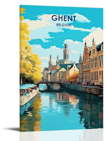 ouweri Vintage Poster Gent Belgien Druck Wandkunst Home Decor Leinwand Wandkunst Poster 20 x 30 cm