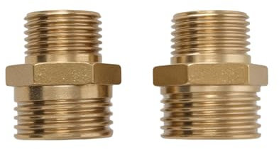 D&DHardware 2 Stück Doppelnippel Messing Außengewinde G 1/2 Zoll x 3/8 Zoll,Reduzierstücke 1/2 Zoll auf 3/8 Zoll,2 Stück Reduziernippel für Wasserrohr