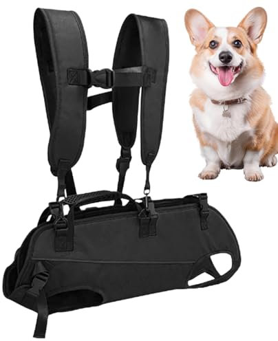 Zaino da trekking per cani, imbracatura orizzontale per cani, 34 x 19 x 5 cm, borsa da viaggio multifunzionale indossabile, borsa da sella per escursionismo, ciclismo, motociclismo, colore nero