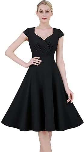 Flosros Cocktailkleid Damen Elegant Festlich Abendkleid Damen A-Line Vintage Abendkleider V-Ausschnitt Kleid Hochzeitsgast Konfirmationskleider