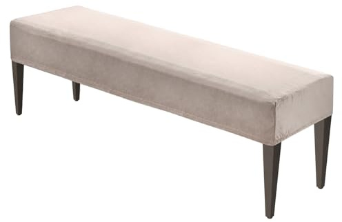 M METERXITY Dining Bench Cover,for 39.4 to 55 Length [Champagne] | Waterproof Rectangle Stretchable Velvet Bench Slipcover Seat Covers for Living Room/Bedroom/Kitchen, Washable Seat Protector