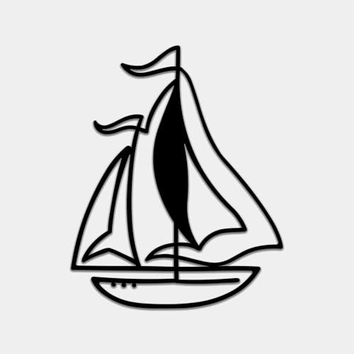 BONPERLA Segelboot-Wanddekoration aus Metall – nautische Metallkunst für Zuhause, Wohnzimmer, Büro oder Strandhaus – großer Wandbehang an der Küste – erhältlich in 6 Größen (118 x 95 cm)