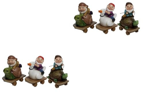 2sets Garden Gnome Ornament Adorable Miniature Gnomes for Outdoor Decor Naughty Resin Dwarf Figurines for Garden Patio Desk and Home Decoration 3pcs*2