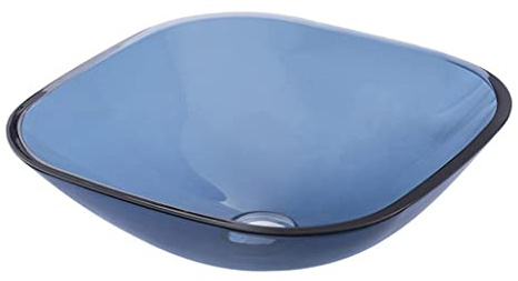 WEYFH Aufsatzwaschbecken fürs Badezimmer, Aufsatzwaschbecken aus gehärtetem Glas, Aufsatzwaschbecken aus blauem Glas (nur Waschbecken)