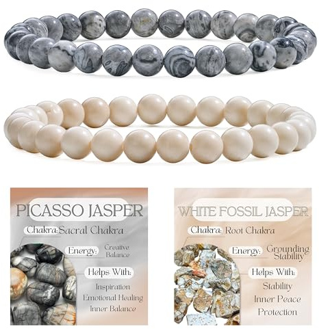 Bivei 3-teiliges Perlenarmband Damen Handgefertigter Naturstein Heilsteine Edelstein Perlen Armband, Yoga, Meditation, Schutz Geschenk