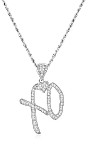 HolidayQbee Kette Gold Silber Damen Funkelnder XO Kettenanhänger Silber Damen Mit Zirkonia, Silberkette Für Frauen, Allergiefrei, Geschenk Für Alltag & Anlässe