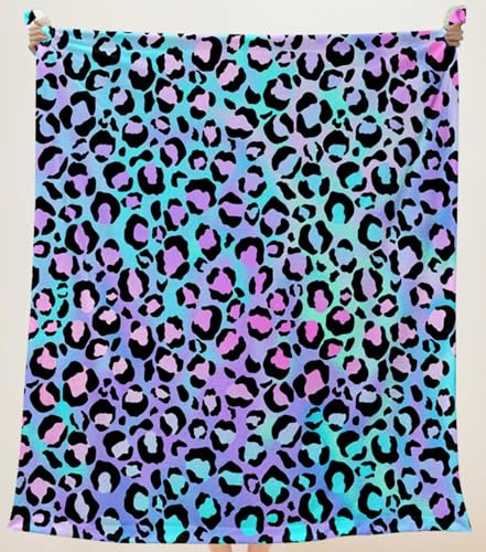 goodbath Decke mit Leopardenmuster, weich, warm, Fleece, Überwurf für Sofa, Couch, Bett, Stuhl, Reisen, 150 x 130 cm