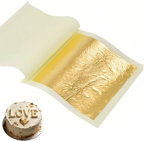 30 Edible Gold Leaf Sheets 24k Cake Decoration Leafing Sheet 6 x 6cm Chocolates Gold Foil Paper for Birthday Gilding Bakery Pastry Desserts Spa Facial Beauty DIY Art Craft Makeup Craft Greeting Card
