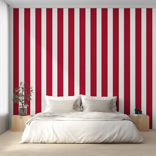 Red White Stripe Photo Wallpaper for Bedroom, Modern Striped Wall Mural for Living Room, Red White Wallpaper 350x256 Nonwoven Wall Paper Home Decor W19