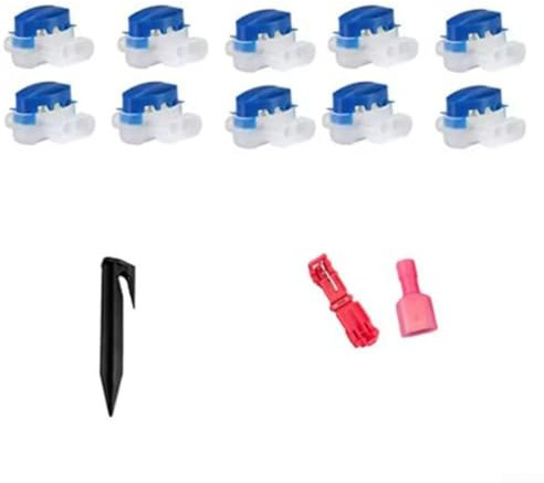 LUCKCDUO Kit di Ricambio per Filo perimetrale, 50 picchetti + 10 connettori per Cavi + 10 Paia di terminali Rossi, per Robot Tosaerba, Ancoraggio Sicuro e Facile Estensione, Installazione Fai da Te