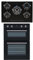 SIA 60cm Built In Double Electric Oven & Black 70cm 5 Burner Gas On Glass Hob