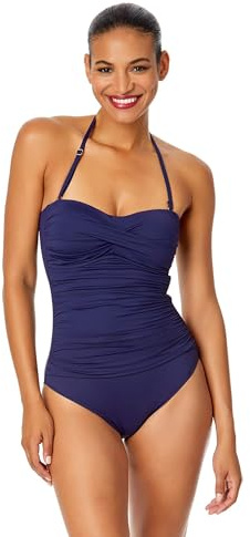 Anne Cole Front-Shirred Bandeau One-Piece Swimsuit Costume Intero Donna (Pacco da 1)