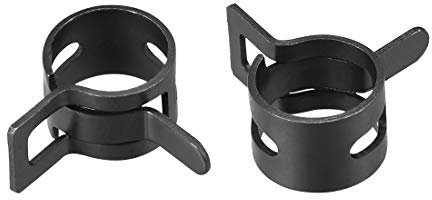 uxcell Steel Band Clamp 10mm Inner Dia Fit 10.5-11.2mm OD Hose Spring Band Type Action Fuel Line Silicone Tube Clip Clamp Black 10Pcs