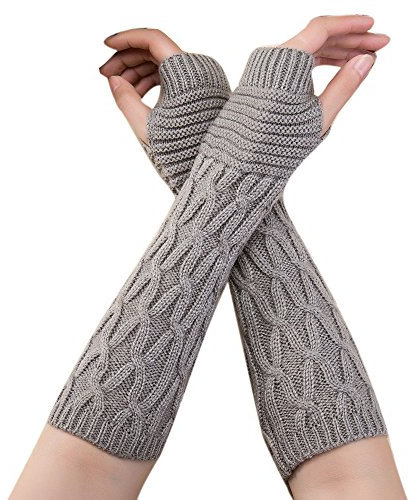 OverDose Winter Wärmer Strick Halb Handschuhe Armstulpen Fingerlose Fäustlinge Handwärmer Armwärmer für Damen Mädchen, Einheitsgröße