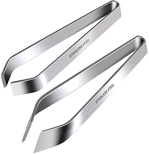 ZAUGONTW Fish Bone Tweezers, Professional Stainless Steel Flat and Slant Pliers Set for Kitchen Salmon Trout, 1 SET