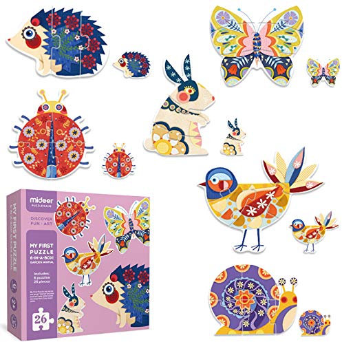 boppi Mideer Puzzle - Mein erstes Kinder Puzzel. Die Tiere in meinem Garten mit extra dicken Puzzleteilen kennenlernen. Für Kleinkinder ab 3 Jahren. Das Puzzle hat 32 Teile.