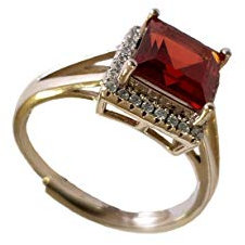 Dalux ® Edelstein Ring Granat-Stein Naturstein Klasse AA gefasst in Silber Geschenk Damenring (Eckig)